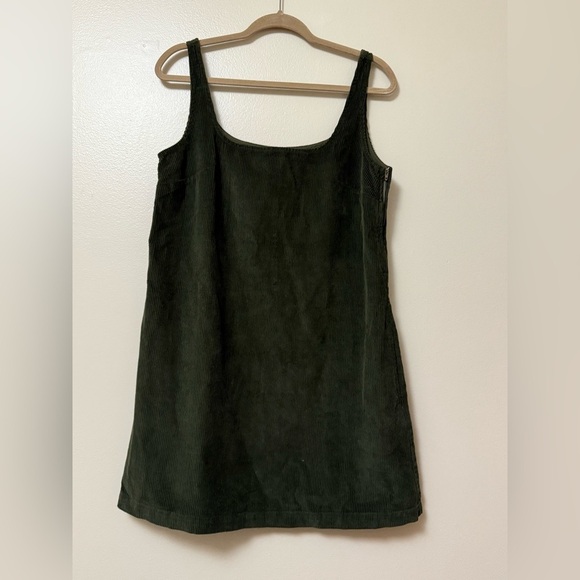 ASOS Dresses & Skirts - ASOS forest green a-line  corduroy pinafore mini dress with pockets